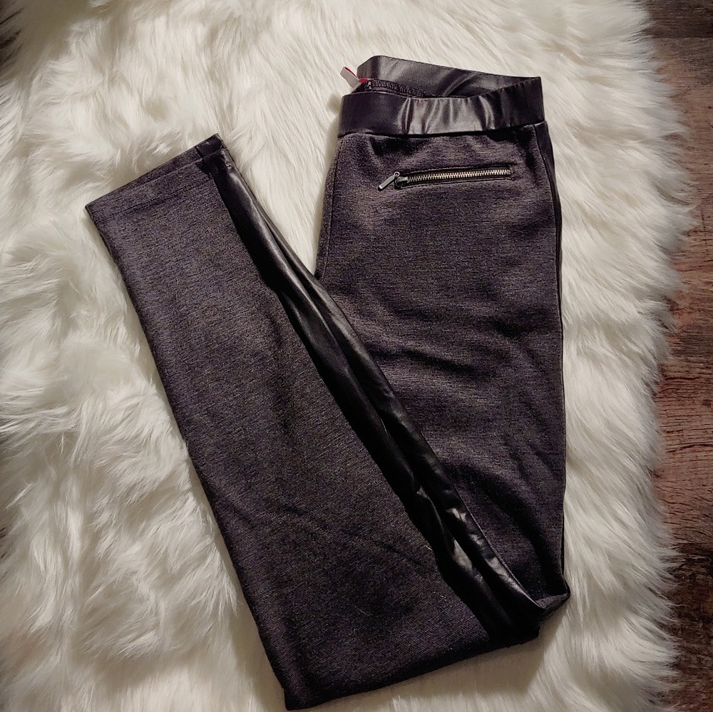 Bongo Gray - Striped Faux Leather - Skinny Pants